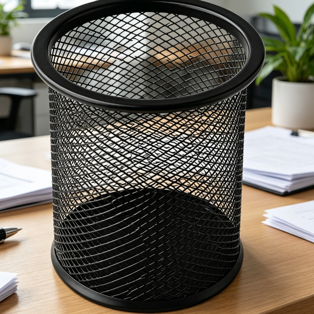 Round Metal Mesh Pen Cup